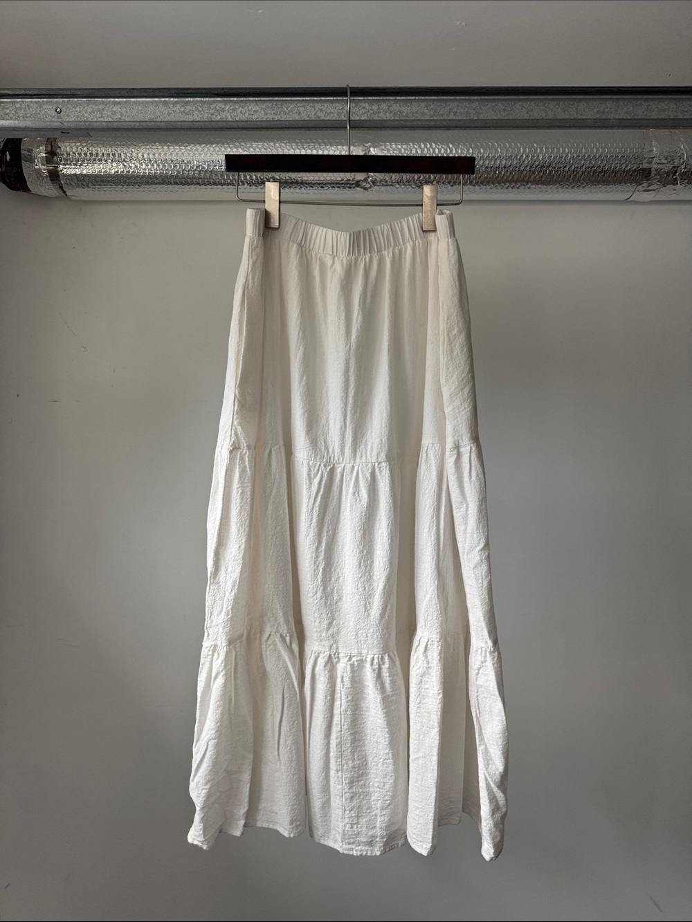 Women's White Tiered Maxi Skirt